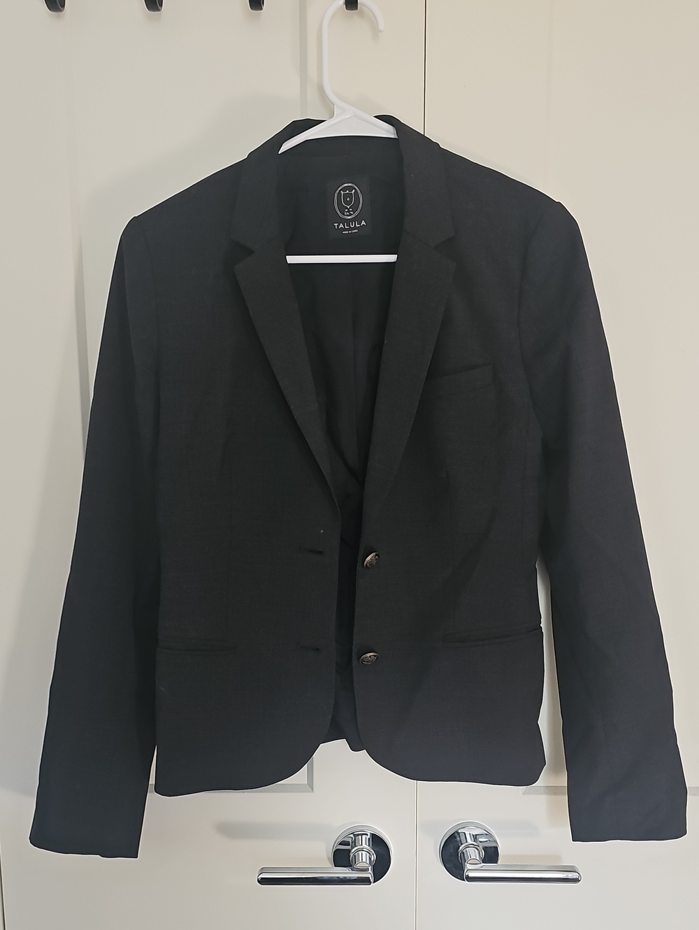 Talula Charcoal Grey Women's Tailored Two-Button Blazer